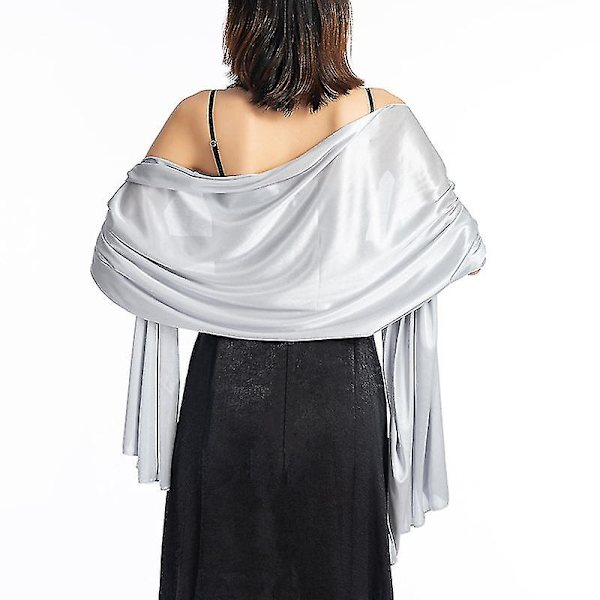 Sjal Klänningar Kväll Fest Wrap Bröllop Satin Ren Färg Cape Shrugs Boleros 200*70cm Grå Grey 200*70cm