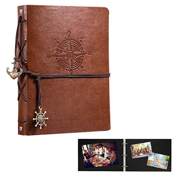 Tyyli 1 Ruskea Scrapbook-albumi, DIY Vintage-romanttinen Scrapbook-kirja Itseliimautuva Häävieraskirja, Matkamuistialbumi, Lomalahjat Syntymäpäivä Vuosipäivä
