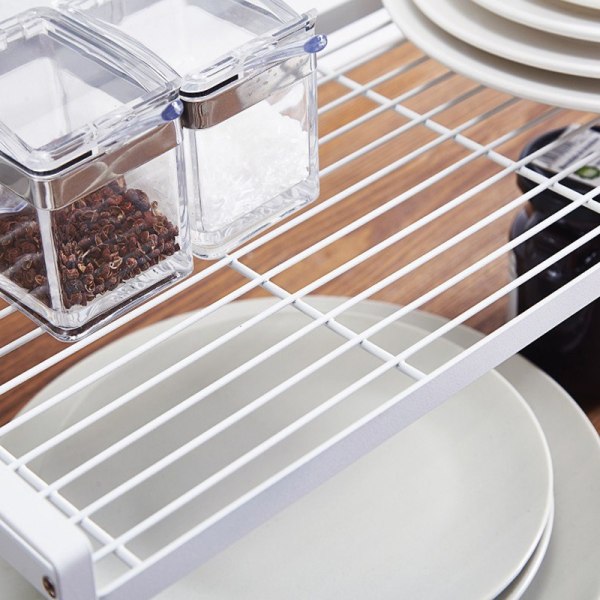 Utbyggbar Förvaringshylla för Skåp, Stapelbar Organiseringshylla för Kök, Badrum, Pantry, Kryddskåp, Kaffebänk, Hemmakontor