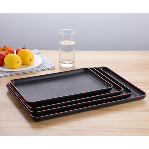 Rektangulær Serveringsbrett i Plast, Sklisikker Serveringsbrett for Mat for Restaurant Hjem Hotell 38*24.4cm 3 stk