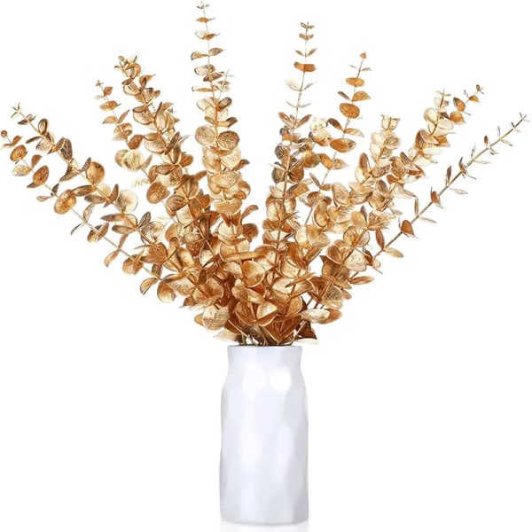 Kunstig plast gyldne planter 15" høye 30 stk, julepynt falske busker til bryllup hotell hall fest innendørs hjemmebord DIY dekor planting