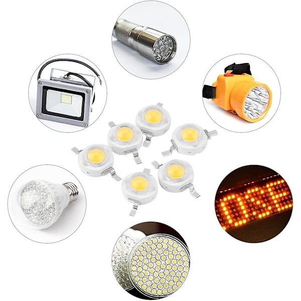 1w Högeffekts LED-pärlor Ljus Emitter Komponenter Belysningsarmatur DIY Tillbehör Smd LED Ljusdiod (10st, Vit)