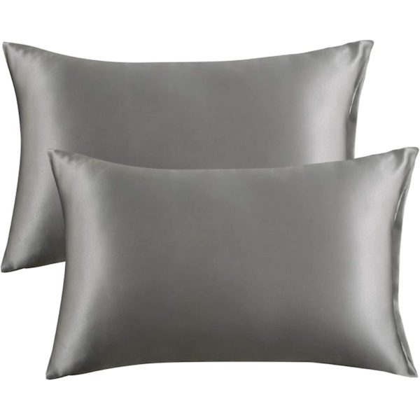 Satin Kuddeöverdrag för Hår och Hud, 2-pack - Standardstorlek Kuddeöverdrag - Satin Kuddeöverdrag med Kuvertstängning Mörkgrå 20 x 29 Dark Grey 20  x 29