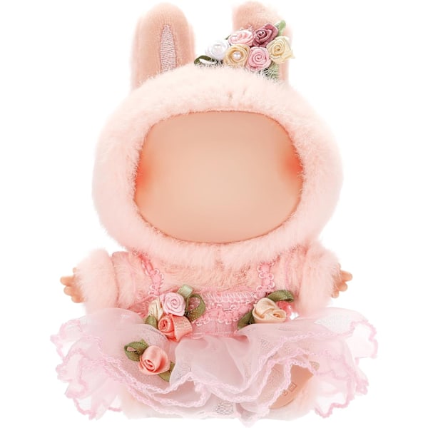 /RYI/Labubu 17 cm Söt Docka i Prinsessstil med Babykläder Ersättningsset Tecknade Tillbehör Pink