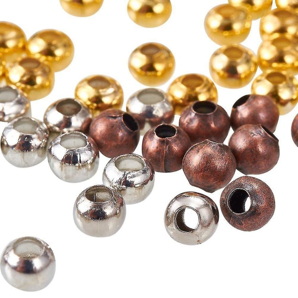1 set om 5 flaskor 4 mm järnpärlor DIY lösa pärlor Runda spridda pärlor för att göra armbandshalsband (blandad färg)
