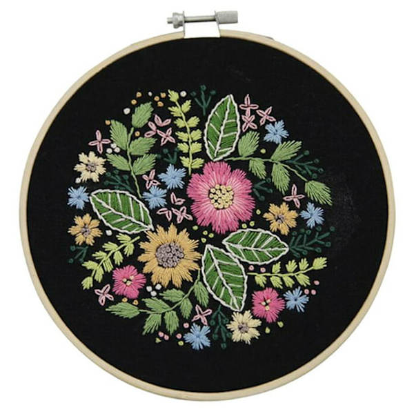 DIY Krydssting Broderi Sæt Blomstermønster Broderi Blomst Blade Stemplet Broderi Sæt