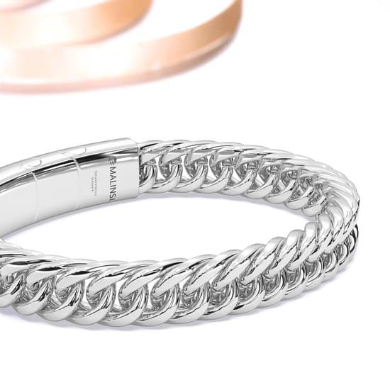 Malinsi Cubansk Link Armbånd til Mænd, 10mm Rustfrit Stål Sølv Kædearmbånd 20+2cm med Forlænger, Gave til Ham med Fløjlspose