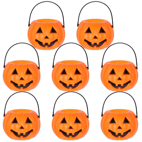 8 kpl Halloween-kurpitsakauhoja Lasten Temppu Vai Herkku -kurpitsakarkkipurkkeja Pöytäkynttilänjalka Kynttilänjalka (oranssi)Oranssi7*5.5*3.5CM Orange 7*5.5*3.5CM