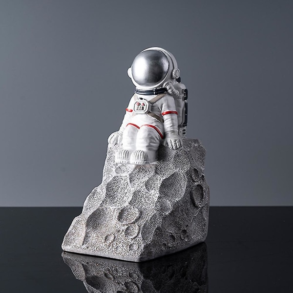 Resin Astronaut Bookend Desktop Study Ornament (sølv)