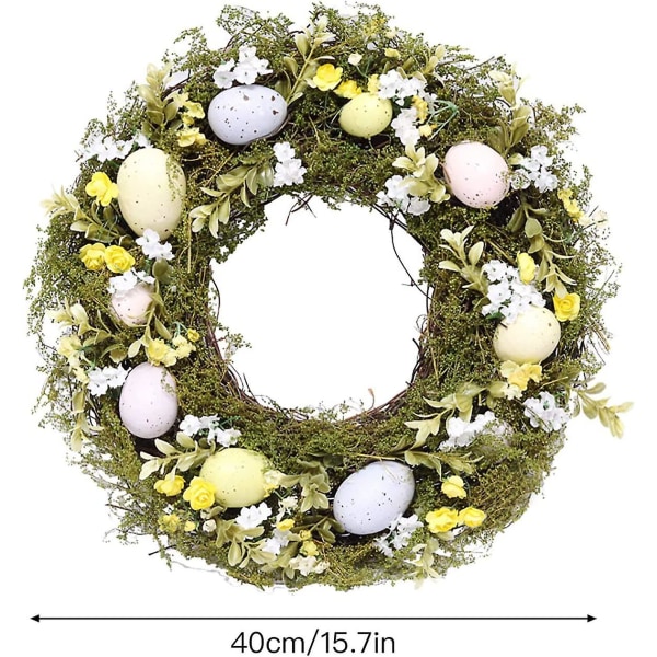 Påskekrans 36cm Påskeægkrans Til Fordøren Forårskrans Med Blandede Kviste Og Pastellegg Til Påskeferie Hjemmevægsdekoration