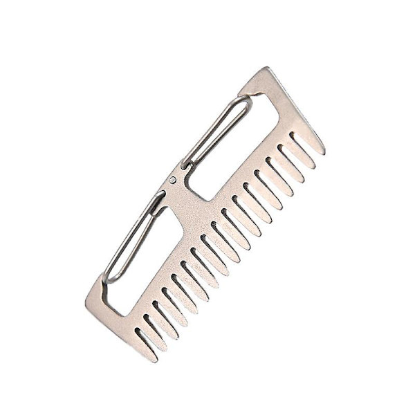 Kam av titanlegering, utomhuskam, spänne, bärbar antistatisk lättviktskam, spänne, campingverktyg, 1-pack