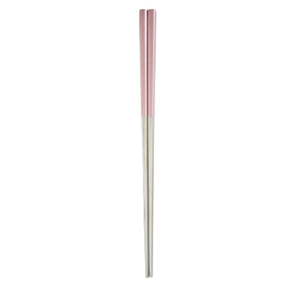 Ett par 23 cm ätpinnar för plätering av rostfritt stål Ultralätt fyrkantig ätpinnar med halkskydd (rosa och silver)