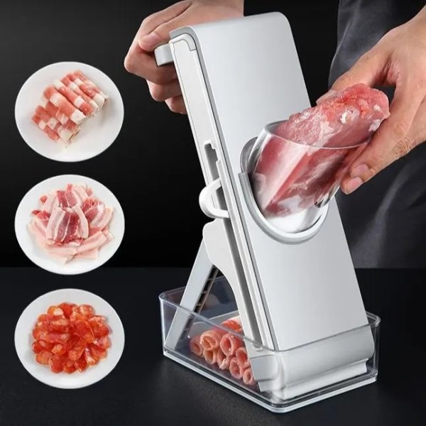 Safe Slicer 5 i 1 Grönsaksskärare, Reband Julienne Tärning Justerbar Tjocklek 0,1-8 mm för Snabb Matlagning