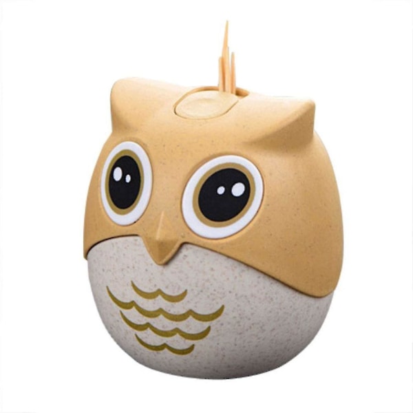 Cute Owl Tannpirker Dispenser/tannpirkerholder; Morsom, automatisk, dekorativ tannpirkerebeholder