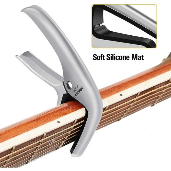 Enhandsutlösande Capo / Capo för Akustisk Gitarr, Elektrisk Gitarr, Western Gitarr, Konsertgitarr, Bas, Ukulele, Silver