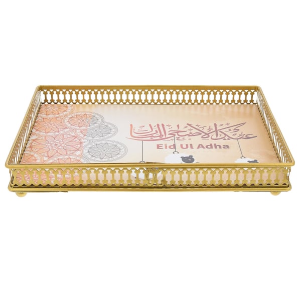 Matbricka med ramadan-tema Dekorativ dessertserveringsbricka Bordsbricka för snacks Gyllene 28,5 x 20,5 x 4,5 cm Golden 28.5X20.5X4.5CM