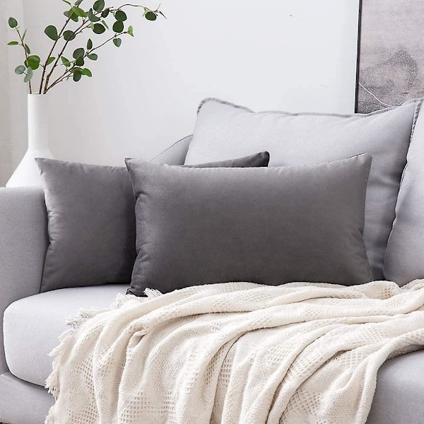 Sæt af 2 Dekorative Fløjls Pudebetræk Sofa Pudebetræk Super Glat Blød Dekoration Hjem Stue Soveværelse Til Sofa 2 Stykker 30x50cm Gul Grøn