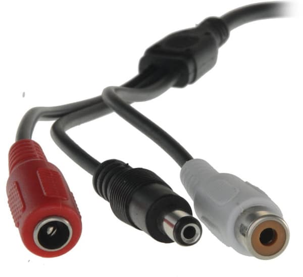 Mini säkerhetskameramikrofon med RCA-ljudkontakt och DC 6V-12V strömgenomgång för CCTV NVR inomhusbruk