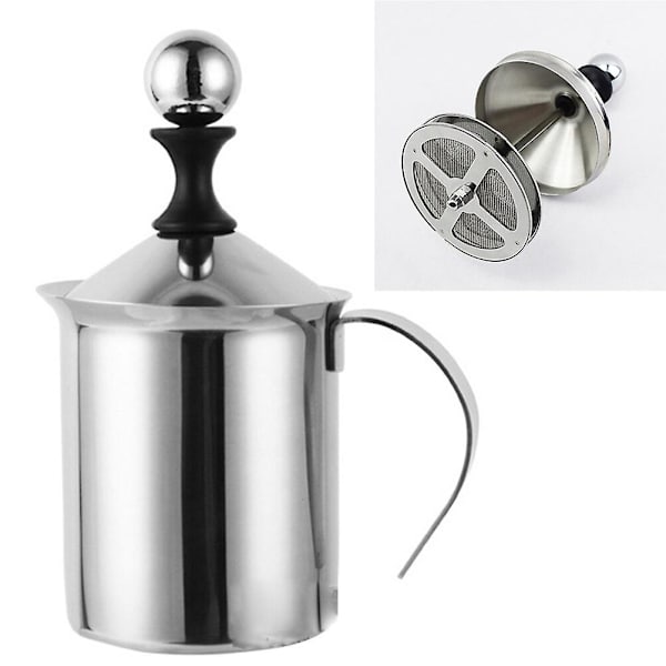 800ml Dobbel Mesh Manuell Melkeskummer Håndpumpe Melkeskummer Håndholdt Melkeskumming Kanne For Cappuccions Kaffe