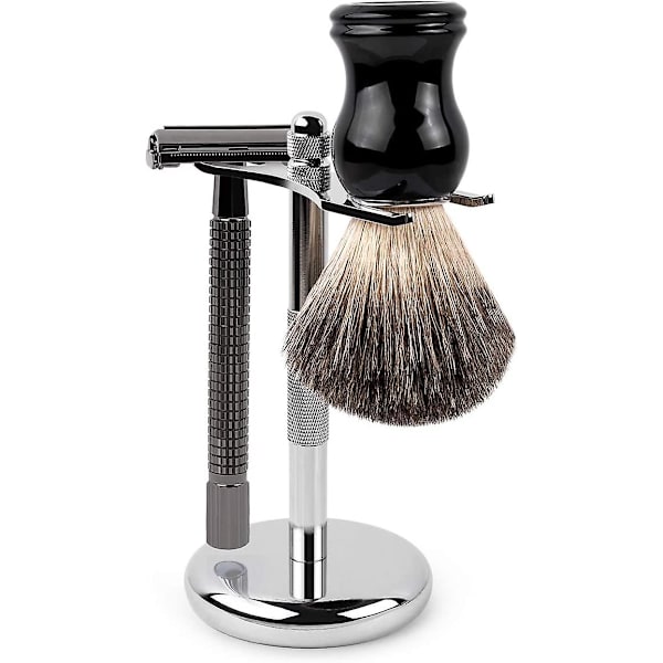 Deluxe Krom Sikkerhedsskraber og Børsteholder Passer Til Alt Dit Barberingstilbehør (1 stk)