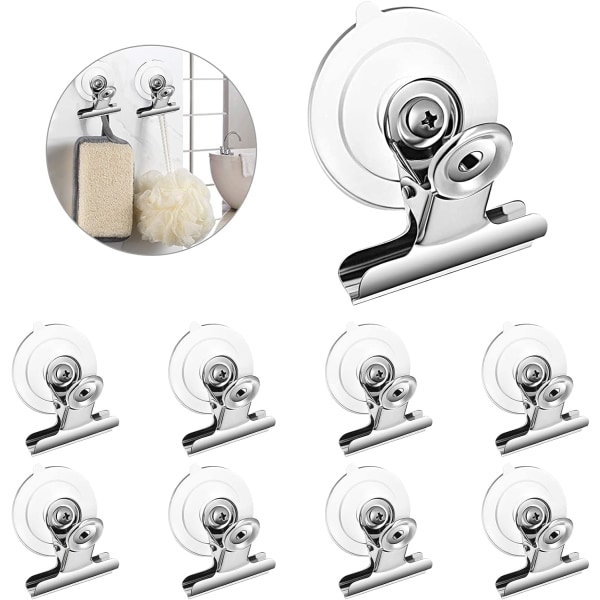 8 Packs Suction Cup Clip Plastic Round Suction Cup Clamp Holder Strong Window Glass Suction Cup Clip for Hanging Kitchen Bathroom