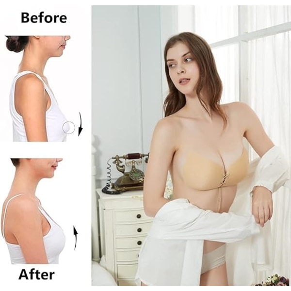 Klibbig Push Up Limlös BH Osynlig Bröstvårtsskydd Strapless BH Exklusiv för bröllopsklänningar C