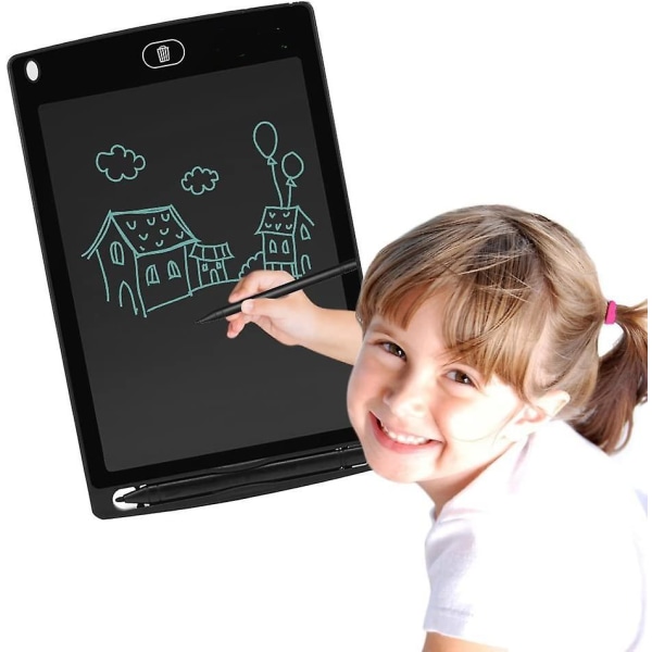Svart LCD-skrivplatta, 8,5-tums digital ritplatta Papperslös anteckningstavla Bärbar Hållbar doodle whiteboard för barn och vuxna