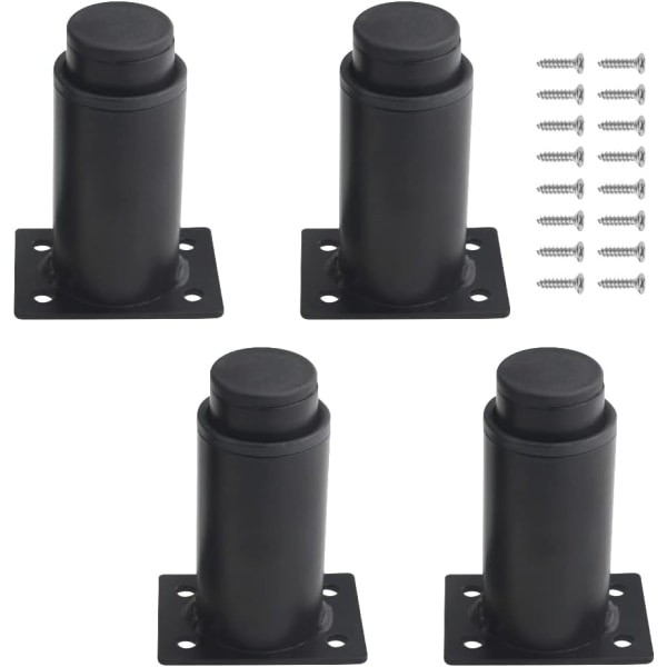 4 stk Justerbare Møbelbein, Heavy Duty Metall Møbelbein for Bord, Seng, Sofa (8-12cm, Svart)