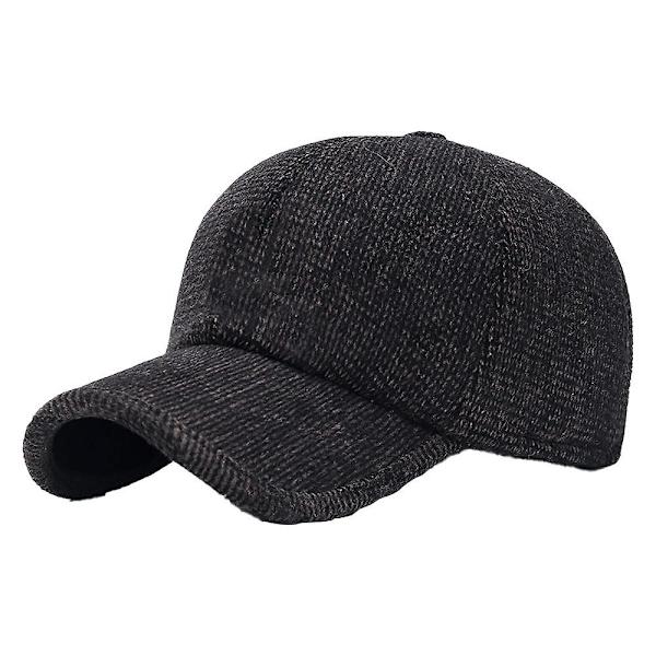 Mørkebrun Vinter Termisk Ull Tweed Baseball Caps med Spiss for Menn