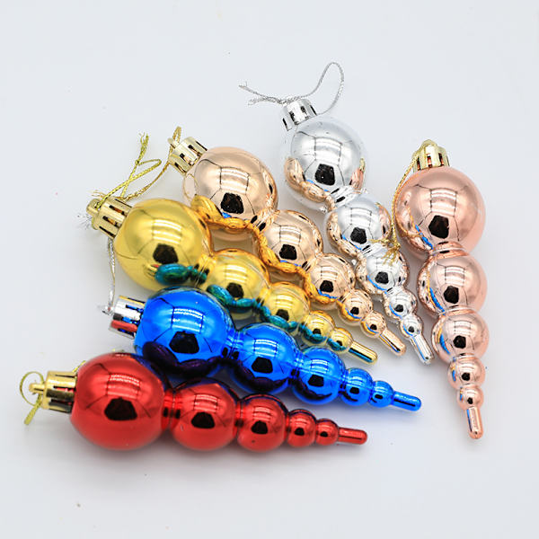 6-pack 4 tum/10 cm Julgranspumpa Sträng Plast Festival Boll Plätering Dekoration Julgranspynt