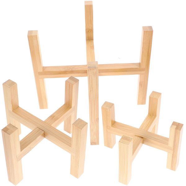 3 kpl Ruukkupuiden sisätilojen minikasvijakkara Sisätilojen ruukunteline Kasvipuinen kakkuteline Puinen tarjotin 12,3X9CM 12.3X9CM