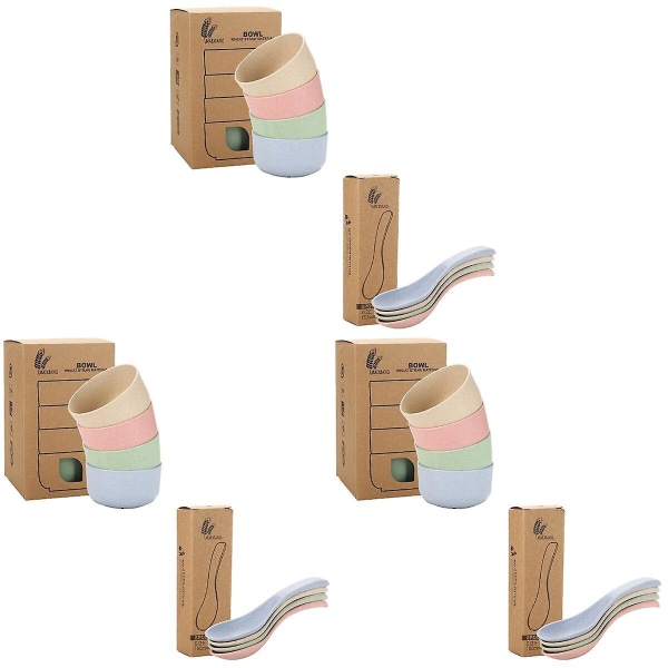 3-pack Vetehalm Servis Set Student Mikrovågsugn Uppvärmd Matbehållare För Kontor Utomhus Resor (4 3pcs 5.1x3.7x4.7cm