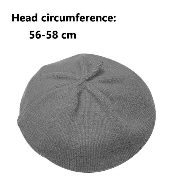 Beretti Naisille, Ranskalaistyylinen Pipo Talvi Muoti Lämmin Villavuori Neulotuppi Retro Pehmeä Puhdas Väri WildGrey Grey