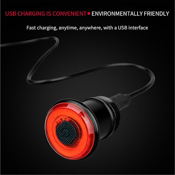 Cykel Baglygte Intelligent Induktion Bremslys USB Opladning