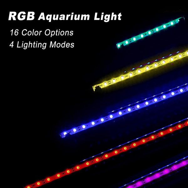 Led Aquarium 48cm, Akvarielys, Akvarium nedsenkbar rørlampe, Led Lampe Ip68 Vanntett Rgb Led Aquarium Lighting, Dc12v, 5,8w