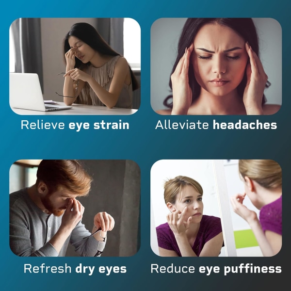 Silmähierontalaite - Päänsärkyä lievittävä laite - Älykäs silmähierontalaite migreeniin kuumuudella, tärinällä ja Bluetooth musiikilla (harmaa)