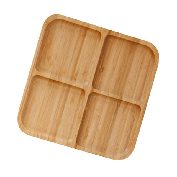 4 Ruter Bambus Snacksfat Snacksfat Frukt Brød Brett Retter - Størrelse S20x20x2cm 20x20x2cm