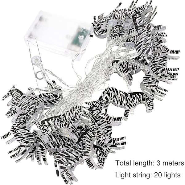 Zebra Dyr Strengslys Batteridrevet Led Zebra Feestrengslys Til Hawaiiansk Tropisk Hjemfest