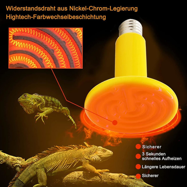 100W Varmepære, Terrarium Infrarød Varme Keramisk Pære Til Reptiler/Øgle/Kylling/Slange/Hamster/Skildpadde/Fugle