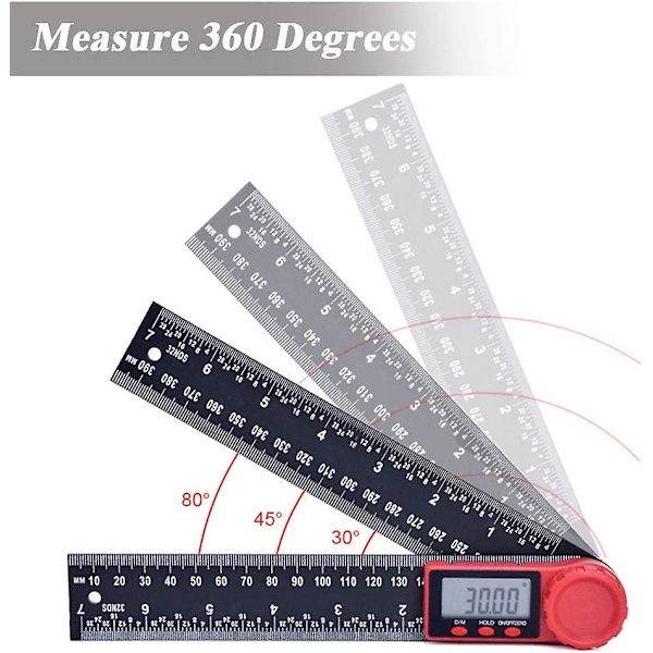 LCD Digital Vinkelmätare Linjal, 200mm/7 Tum Vinkelmätare Gradskiva Inclinometer Goniometer Elektronisk Vinkelmätningsverktyg För Träbearbetning