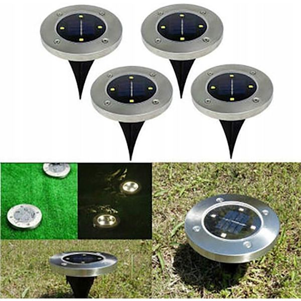 Solcellslampa utomhusbelysning 4LED marklampa 4 stycken varmt ljus
