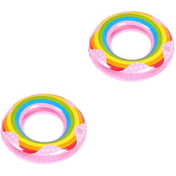 3 kpl Paksu Rainbow Uimarengas Ilmatäytettävä PVC-Uimarengas Kesä Uima-allas Leikki (satunnainen väri 2pcs