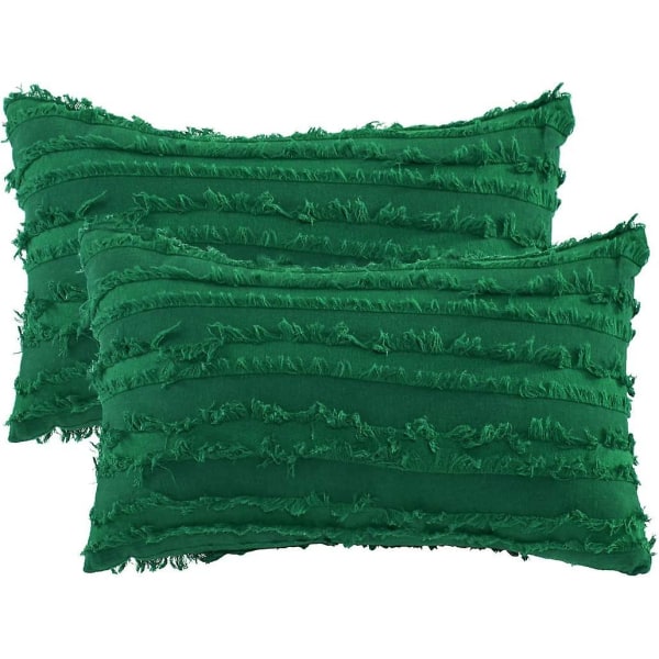 Set med 2 mjuka kuddfodral av konstgjord ull i mjuk plysch, mysigt dekorativt fyrkantigt rektangulärt Boho-kuddfodral för bäddsoffa Sovrum Vit 30x50cm