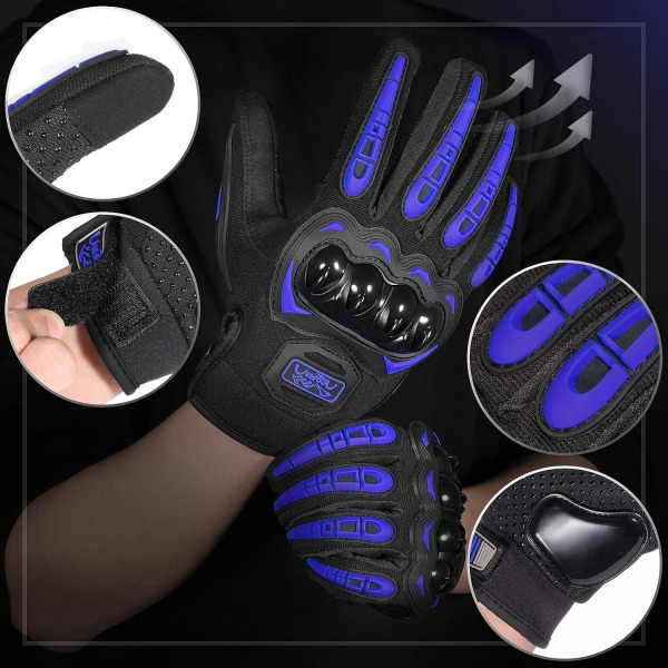 Motorcycle gloves touch screen gloves outdoor riding cross-country road multi-purpose blue XL