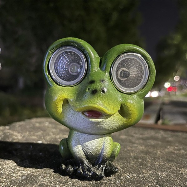 Solcellelamper Solcelle LED Lys Figur Resin Dyr Ornament Have Græslampe (Frø B)