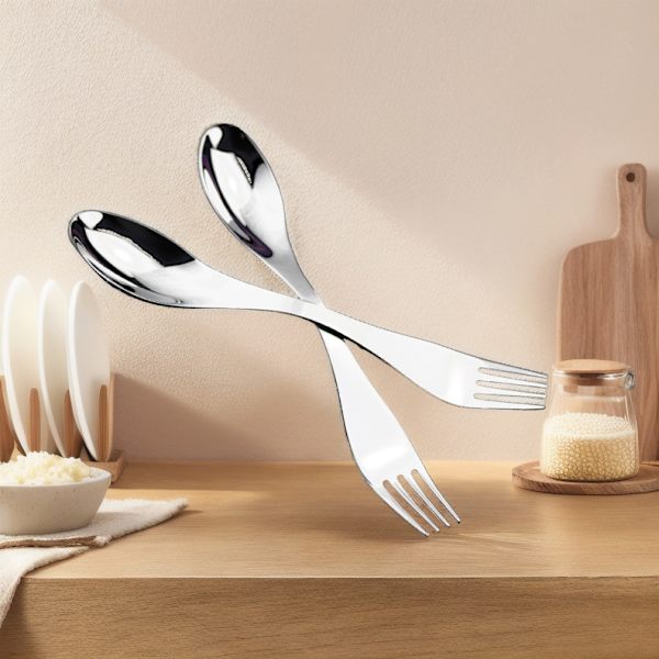 4 stk Campingsskjeer Gaffel Camping Spork Middaggaffel Metall Serveringsskjeer Metall Spork Camping Bestikk Rustfritt