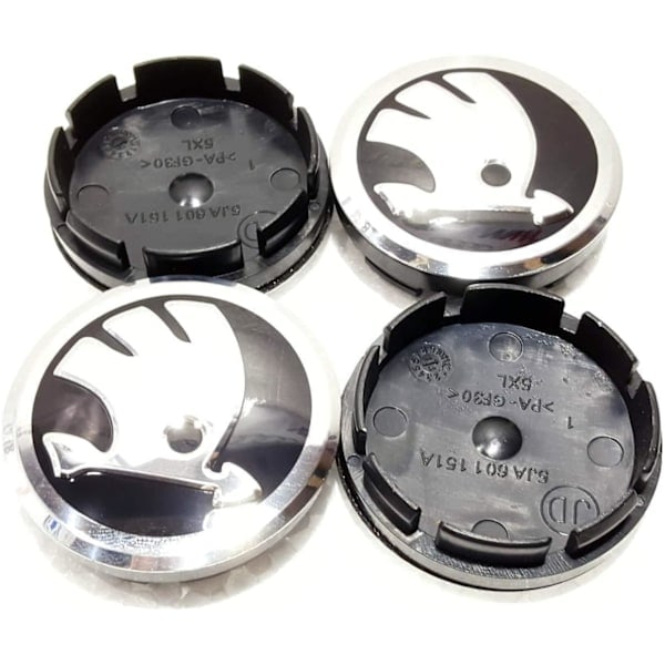 Set om 4 svarta navkapslar till Skoda 56 mm för Fabia, Octavia, Superb_ry