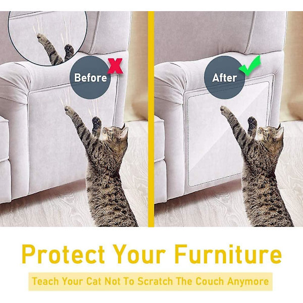 Katt-ripestopper-tape, 8 stk Møbelbeskytter, Klar Dobbeltsidig Anti-ripe Katt-trenings Tape Ark - Sofa, Dør, Vegger, Tepper Prot