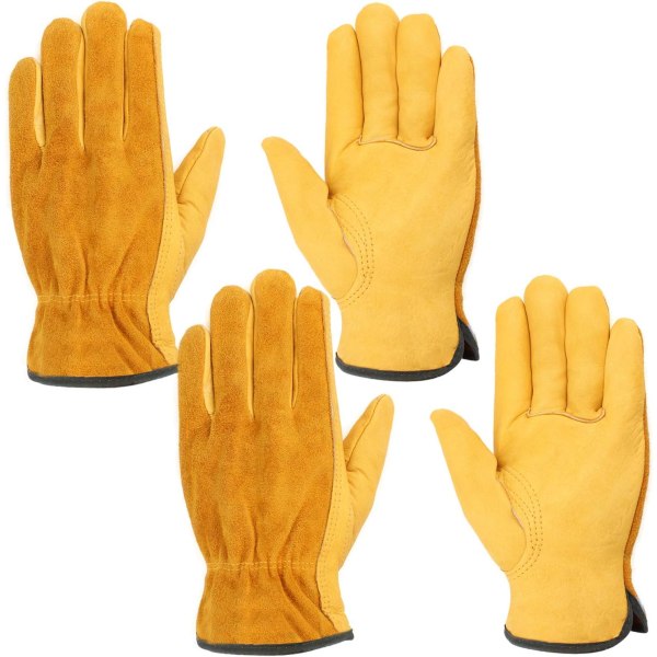 Læderarbejdshandsker, 2 par kraftige og vandtætte handsker til byggeri, havearbejde, bilreparationer, tilgængelig til mænd og kvinder XL