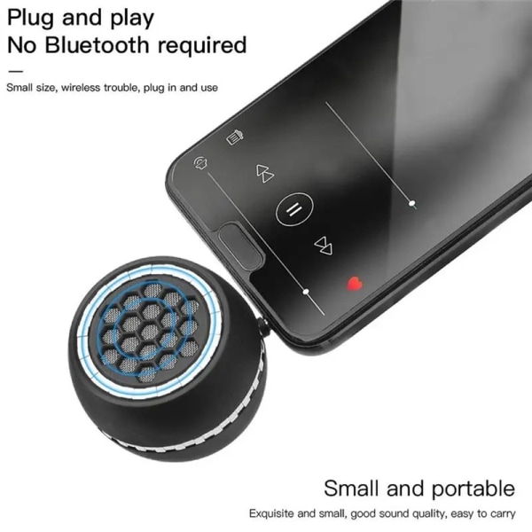 Bärbar minihögtalare, 3W mobiltelefonhögtalare Line-in-högtalare med klar bas 3,5 mm AUX-ljudgränssnitt, Plug and Play
